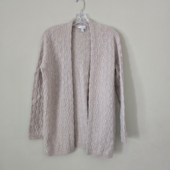 GARNET HILL Women's Beige Open-Front Sweater Cardigan Size Small 100% Cashmere - Picture 1 of 5